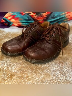 Clarks Unstructured Brown Leather Casual Shoes US 9.5